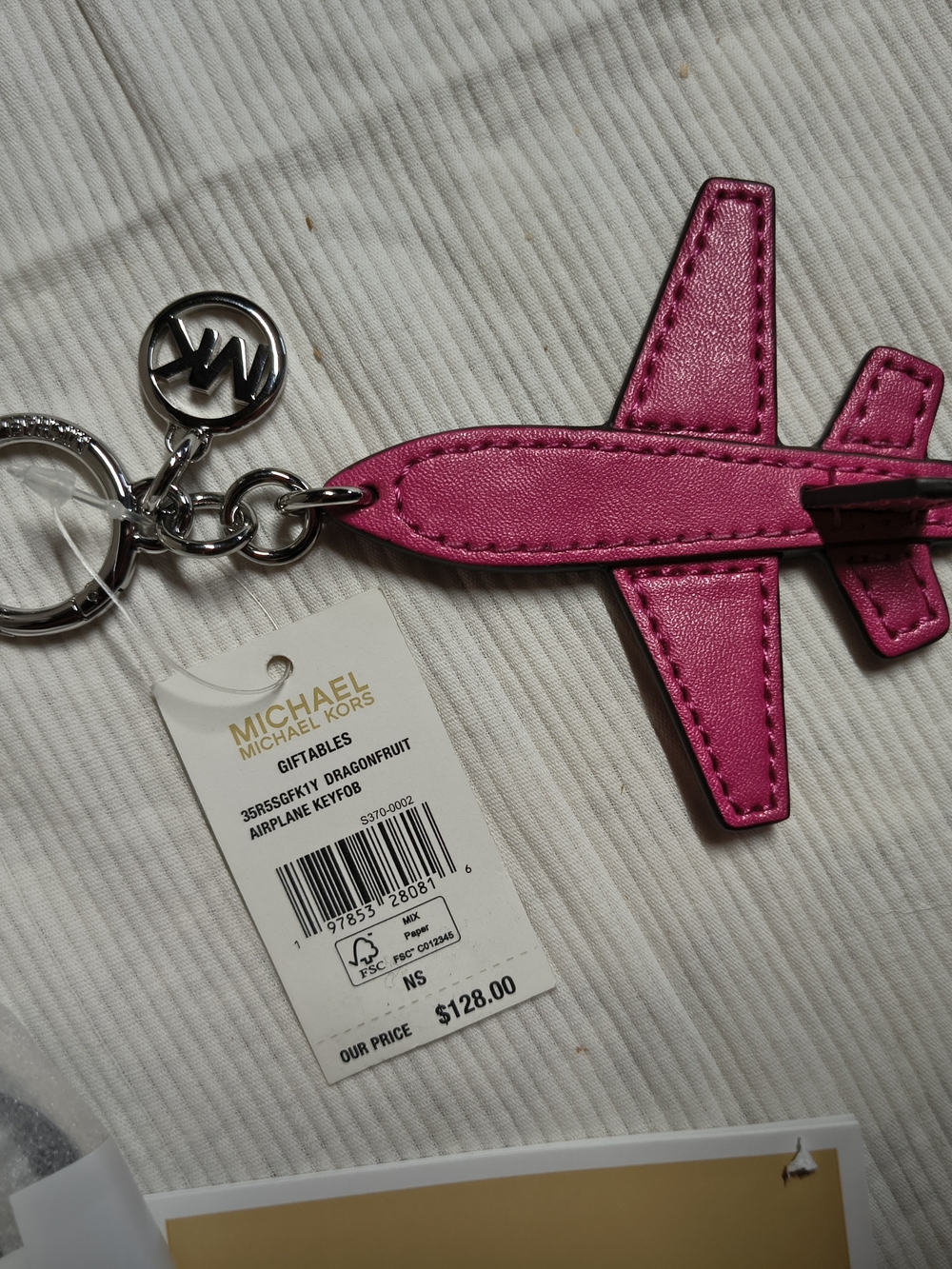 Michael Kors Hot Pink Airplane Keychain - Picture 2 of 2